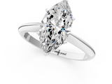 14K White Gold 2.09 Carat F VVS2 Marquise Solitaire Engagement Ring with Classic Band and Four-Prong Setting