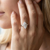 White gold Marquise Solitaire Engagement Ring with Four-Prong Setting and Tapered Band_15
