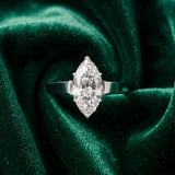 White gold Marquise Solitaire Engagement Ring with Four-Prong Setting and Tapered Band_16