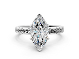 White gold Marquise Solitaire Engagement Ring with Scrollwork Band and Four-Prong Setting_131