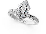 White gold Marquise Solitaire Engagement Ring with Scrollwork Band and Four-Prong Setting_132