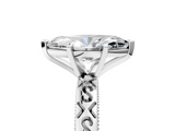 White gold Marquise Solitaire Engagement Ring with Scrollwork Band and Four-Prong Setting_140