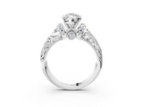 White gold Marquise Solitaire Filigree Engagement Ring with Halo and Prong Setting_82
