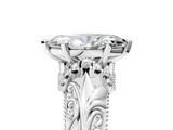 White gold Marquise Solitaire Filigree Engagement Ring with Halo and Prong Setting_84