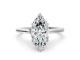 White gold Marquise Solitaire Heart Prong Engagement Ring with Tapered Band_51