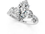 White gold Marquise Solitaire Leaf-Inspired Diamond Ring with Pavé Band and Four-Prong Setting_13