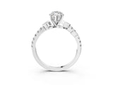 White gold Marquise Solitaire Leaf-Inspired Diamond Ring with Pavé Band and Four-Prong Setting_15