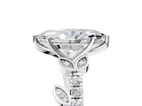 White gold Marquise Solitaire Leaf-Inspired Diamond Ring with Pavé Band and Four-Prong Setting_17