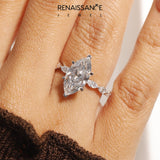 14K White Gold 2.05 Carat E VVS2 Marquise Diamond Ring with Marquise Side Stones and Prong Setting