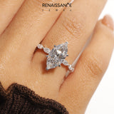 White gold Marquise Solitaire Marquise Side Stone Prong Setting Ring_115