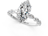 14K White Gold 2.05 Carat E VVS2 Marquise Diamond Ring with Marquise Side Stones and Prong Setting