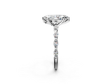 14K White Gold 2.05 Carat E VVS2 Marquise Diamond Ring with Marquise Side Stones and Prong Setting