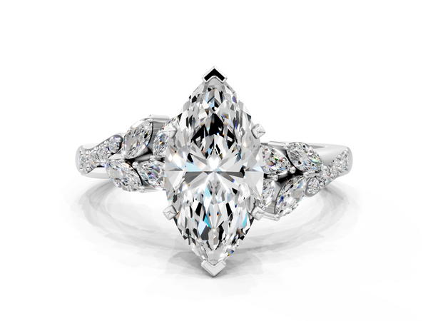Platinum 1.01 Carat F VS1 Marquise Solitaire Marquise Twist Band with Six-Prong Setting