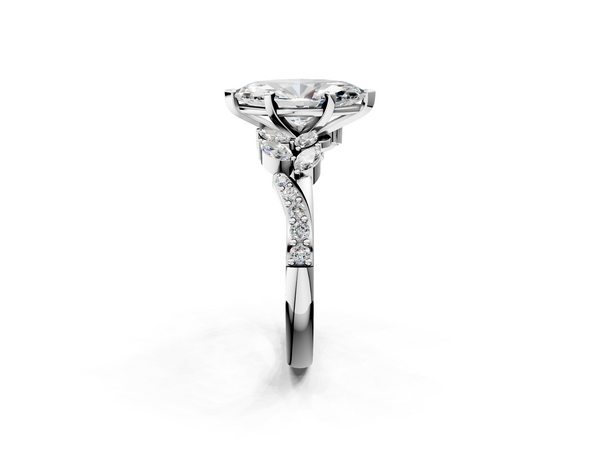 Platinum 1.01 Carat F VS1 Marquise Solitaire Marquise Twist Band with Six-Prong Setting