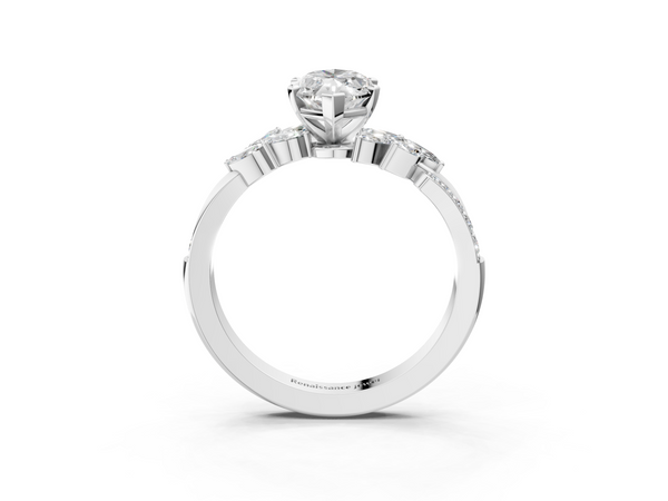 Platinum 1.01 Carat F VS1 Marquise Solitaire Marquise Twist Band with Six-Prong Setting