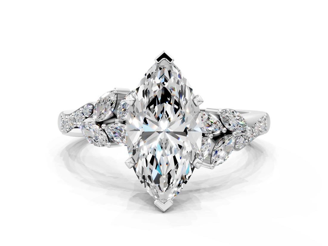 White gold Marquise Solitaire Marquise Twist Band with Six-Prong Setting_121
