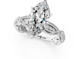 White gold Marquise Solitaire Milgrain Diamond Engagement Ring with Bezel and Marquise Band_154