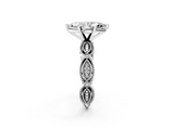 White gold Marquise Solitaire Milgrain Diamond Engagement Ring with Bezel and Marquise Band_155