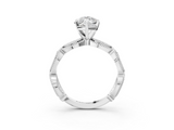 White gold Marquise Solitaire Milgrain Diamond Engagement Ring with Bezel and Marquise Band_156