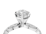 White gold Marquise Solitaire Milgrain Diamond Engagement Ring with Bezel and Marquise Band_157