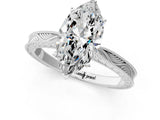 White gold Marquise Solitaire Milgrain Engraved Band with Four-Prong Setting_13