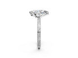 White gold Marquise Solitaire Milgrain Engraved Band with Four-Prong Setting_14