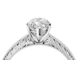 White gold Marquise Solitaire Milgrain Engraved Band with Four-Prong Setting_16