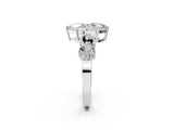 White gold Marquise Solitaire Milgrain Leaf Band with Prong Setting_5