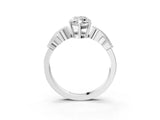 White gold Marquise Solitaire Milgrain Leaf Band with Prong Setting_6
