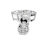 White gold Marquise Solitaire Milgrain Leaf Band with Prong Setting_8