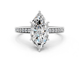 White gold Marquise Solitaire Pavé Band Prong Setting Ring_20