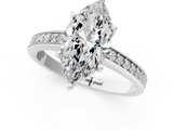 White gold Marquise Solitaire Pavé Band Prong Setting Ring_21