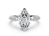 White gold Marquise Solitaire Pavé Diamond Engagement Ring with Four-Prong Setting_158