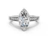 White gold Marquise Solitaire Pavé Diamond Milgrain Engagement Ring with Four-Prong Setting_21