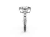 White gold Marquise Solitaire Pavé Diamond Milgrain Engagement Ring with Four-Prong Setting_23