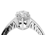 White gold Marquise Solitaire Pavé Diamond Milgrain Engagement Ring with Four-Prong Setting_25