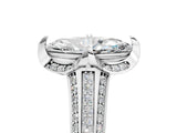 White gold Marquise Solitaire Pave Split Shank Ring with Four-Prong Setting_98