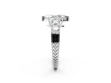 White gold Marquise Solitaire Princess Side Stone Engraved Band Prong Setting Ring_5