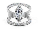 White gold Marquise Solitaire Split Shank Pave Diamond Ring_46