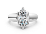 White gold Marquise Solitaire Tension Set Diamond Ring with Wide Band_20