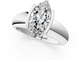 White gold Marquise Solitaire Tension Set Diamond Ring with Wide Band_21