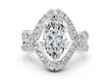 White gold Marquise Solitaire Twist Band Pavé Diamond Engagement Ring_32