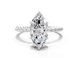 White gold Marquise Solitaire Twist Band Ring with Four-Prong Setting_12