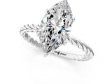 White gold Marquise Solitaire Twist Band Ring with Four-Prong Setting_13