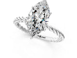 White gold Marquise Solitaire Twist Band Ring with Four-Prong Setting_69