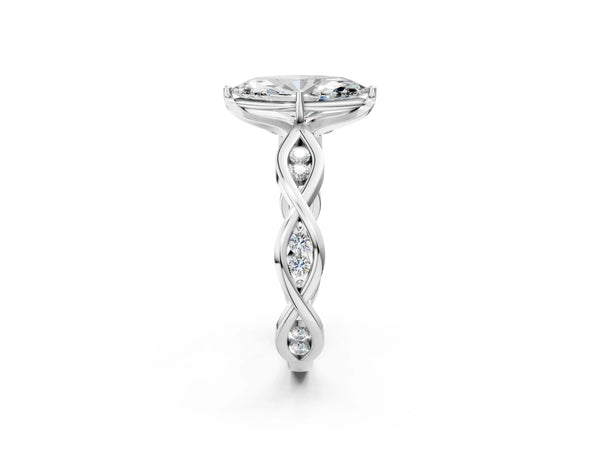 White Gold Marquise Twisted Engagement Ring Setting with Accented Crossover Band