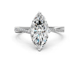 White gold Marquise Solitaire Twist Band with Pavé Diamonds and Four-Prong Setting_88