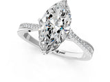 White gold Marquise Solitaire Twist Band with Pavé Diamonds and Four-Prong Setting_89