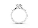 White gold Marquise Solitaire Twist Band with Pavé Diamonds and Four-Prong Setting_91