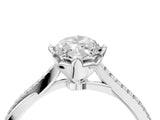 White gold Marquise Solitaire Twist Band with Pavé Diamonds and Four-Prong Setting_92